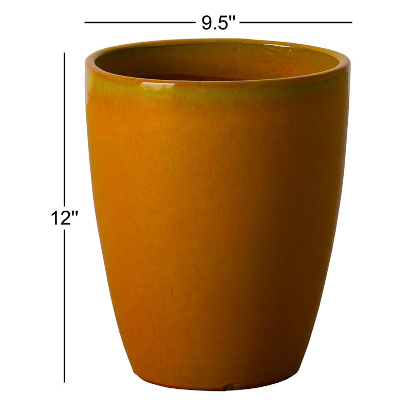 Pot à fleurs en céramique Polygala, H 12 po x l 9,5 po x p 9,5 po, Orange brûlé