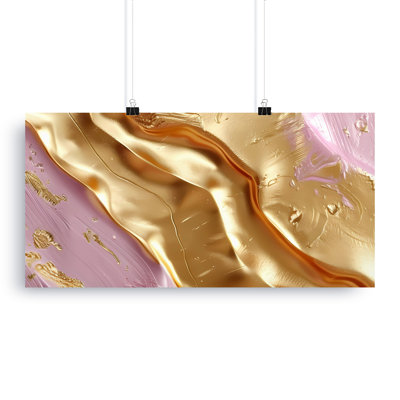 Abstract Wall Art, Metallic Gold Canvas, Flowing Print, Modern Home Decor, Wrapped Canvas Art, Horizontal Vertical Art
