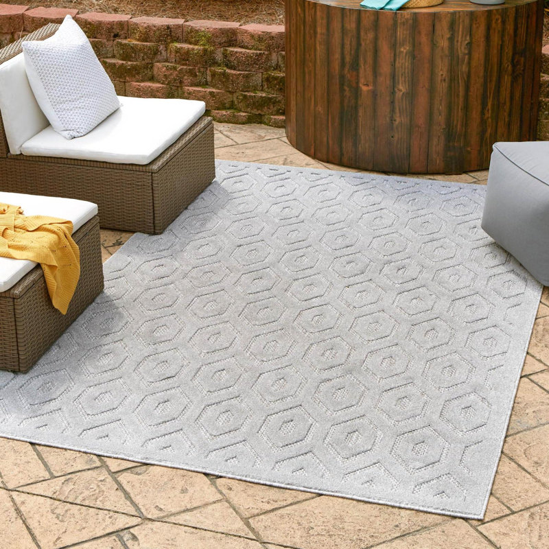Tapis intérieur / extérieur gris Heckman, Rectangle 9 pi x 12 pi
