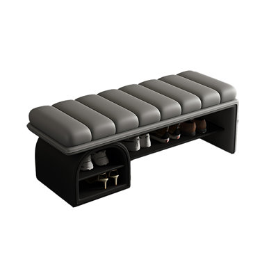 Banc de rangement rembourré pour chaussures en bois massif moderne et contemporain