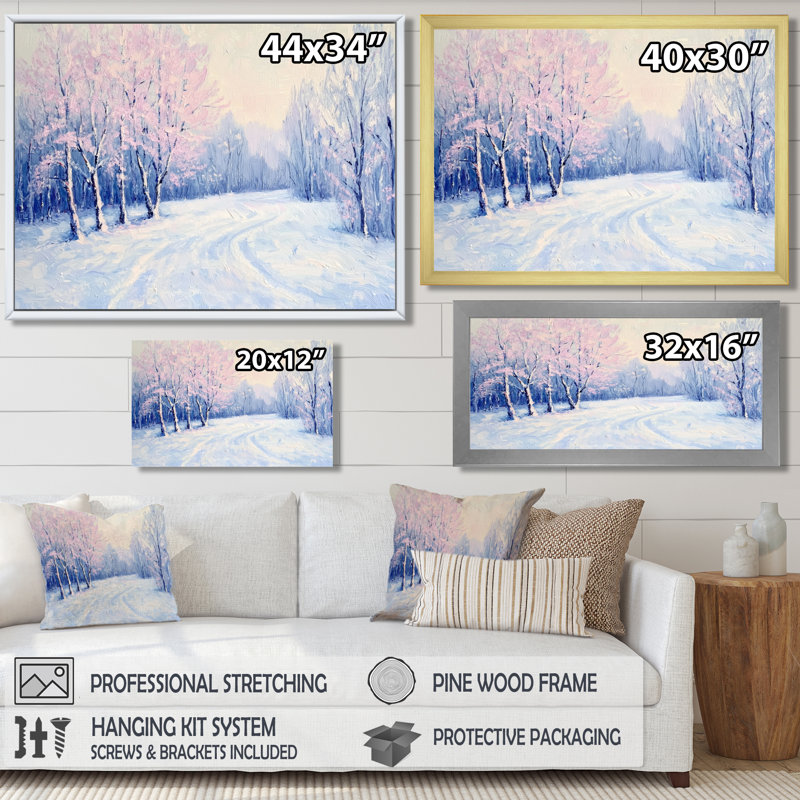 «Winter Peacefulness Forest II - Winter Landscape Wall Art Living Room», H 12 po x l 20 po, Toile tendue, Ne s’applique pas