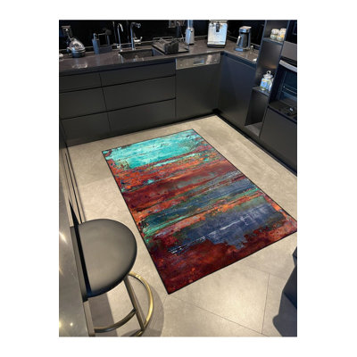 Tapis décoratif multicolore à motif flou horizontal