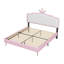 Lit princesse tapissier taille avec tête de lit couronne, lit plateforme taille avec tête de lit et pied de lit avec bandes claires, pieds en métal doré, + rose-187263693