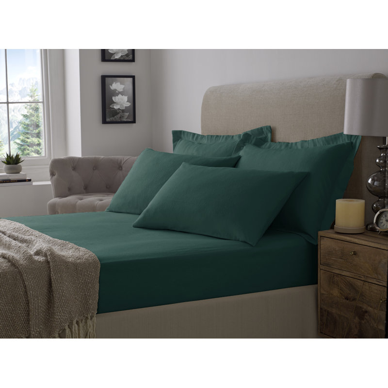 Dunaway Flannel Fitted Sheet, Dark Green, Kingsize (5')