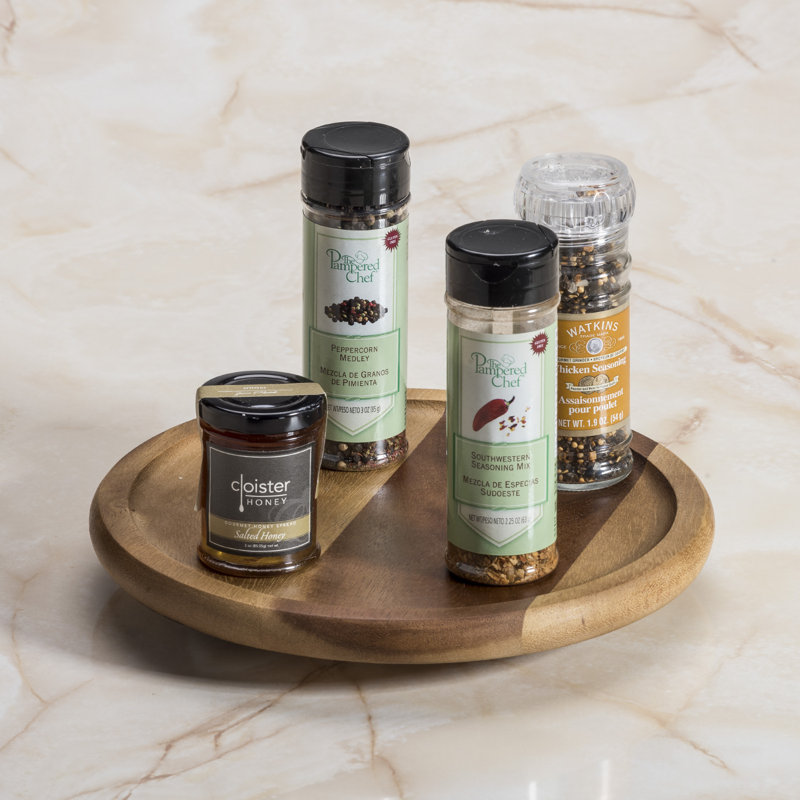 Plateau tournant en bois d'acacia