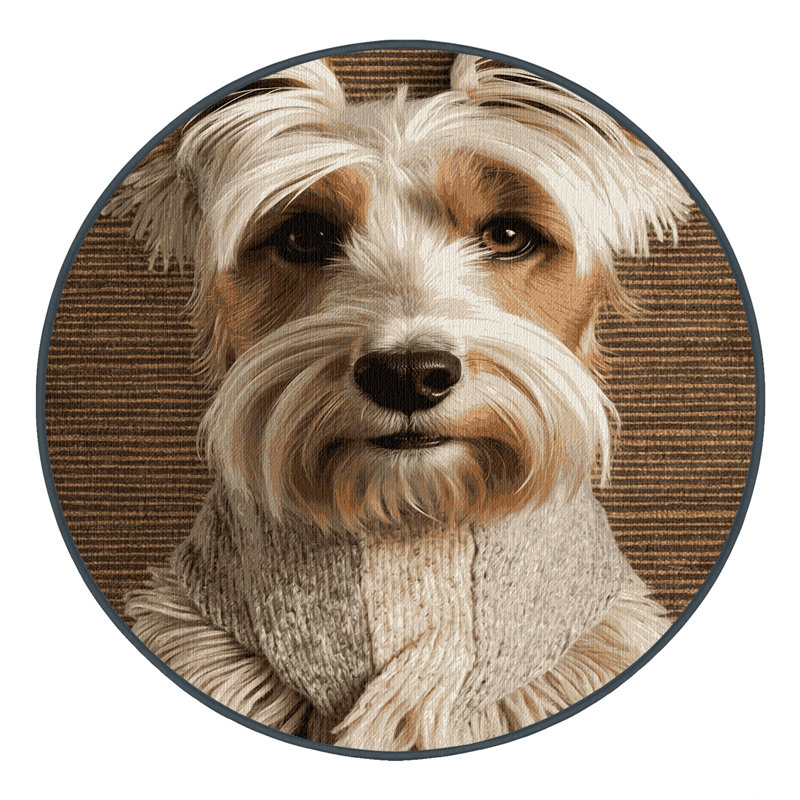  Tapis lavable pour chien Cesky Terrier, Rond 5 pi