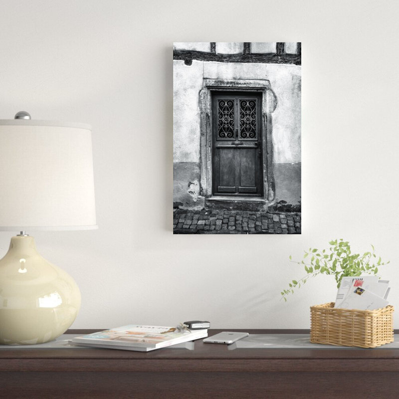 Porte noire et blanche - Photographie sur toile tendue, H 18 po x l 12 po