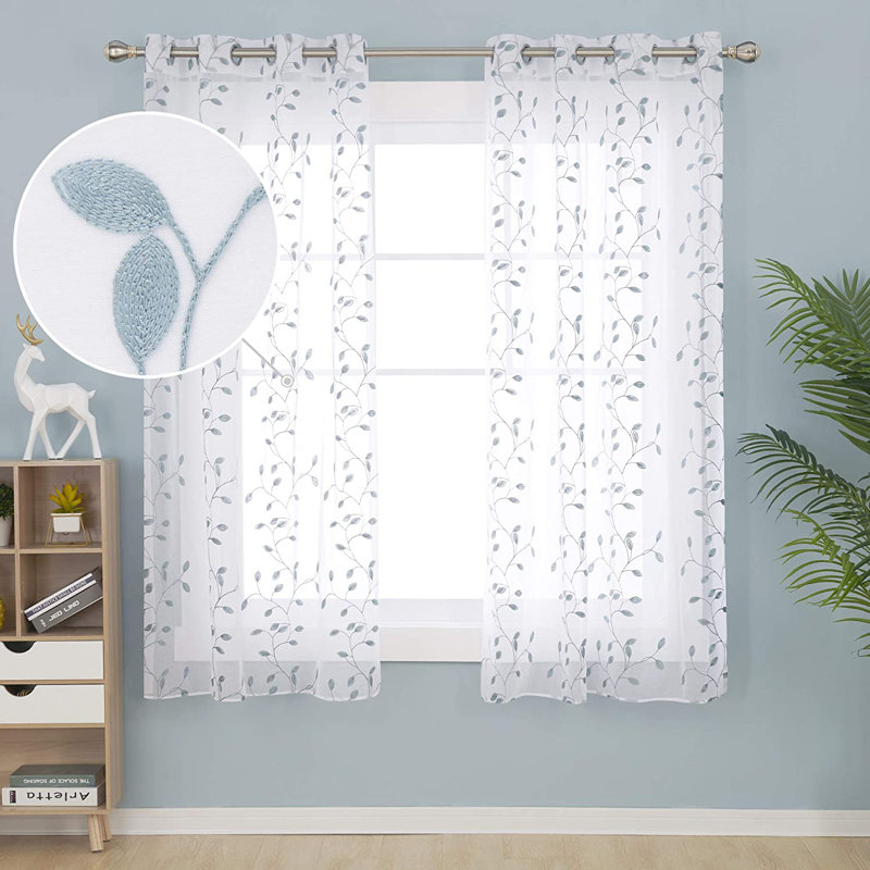 Paddock Sheer Curtains / Drapes Pair, Width 140 x Drop 138cm, Navy Blue