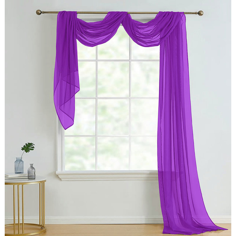 Amorah Sheer Window Scarf Single Panel, Cerise, 145 W x 500 D cm