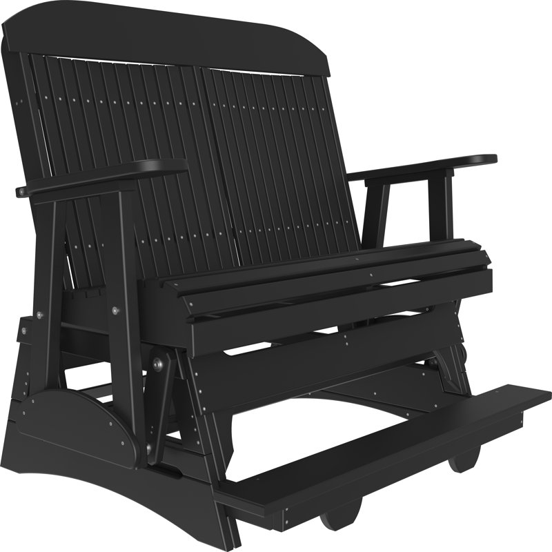 Banc d'extérieur coulissant en polywood, Noir