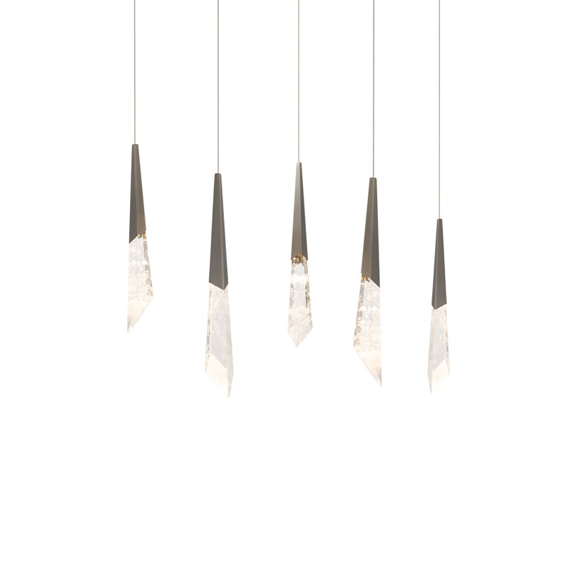 Solitude 5 Light Crystal LED Multi-Light Pendant, Antique Nickel