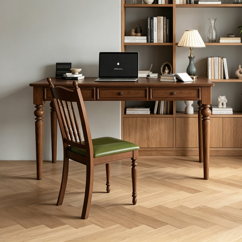 Bureau en chêne rouge massif avec tiroirs de rangement, H 30,3 po x l 63 po x P 27,56 po