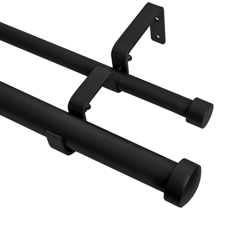 Tringle à rideaux double réglable 1 po Gwinnett, 48" - 84", Noir