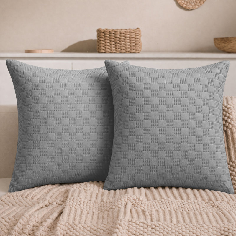 Aspire Homeware Embossed Square Velvet Cushion Covers, GREY, Pack of 2