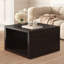 Square Coffee Table For Living Room In Dark Brown Farmhouse Coffee Table With Storage,2-Tier  Centre Table With Half Open Storage Compartment