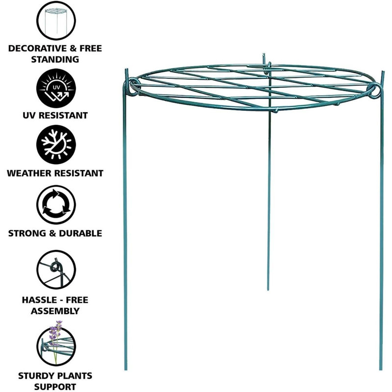 Maryrita Plant Stand Ring Support Iron Round Plant Support With Grid for Outdoor Plants Stakes 70cm