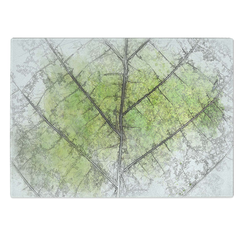 Glass Lines of The Leaf in Abstract Chopping Board, 39 cm W x 28.5 cm L