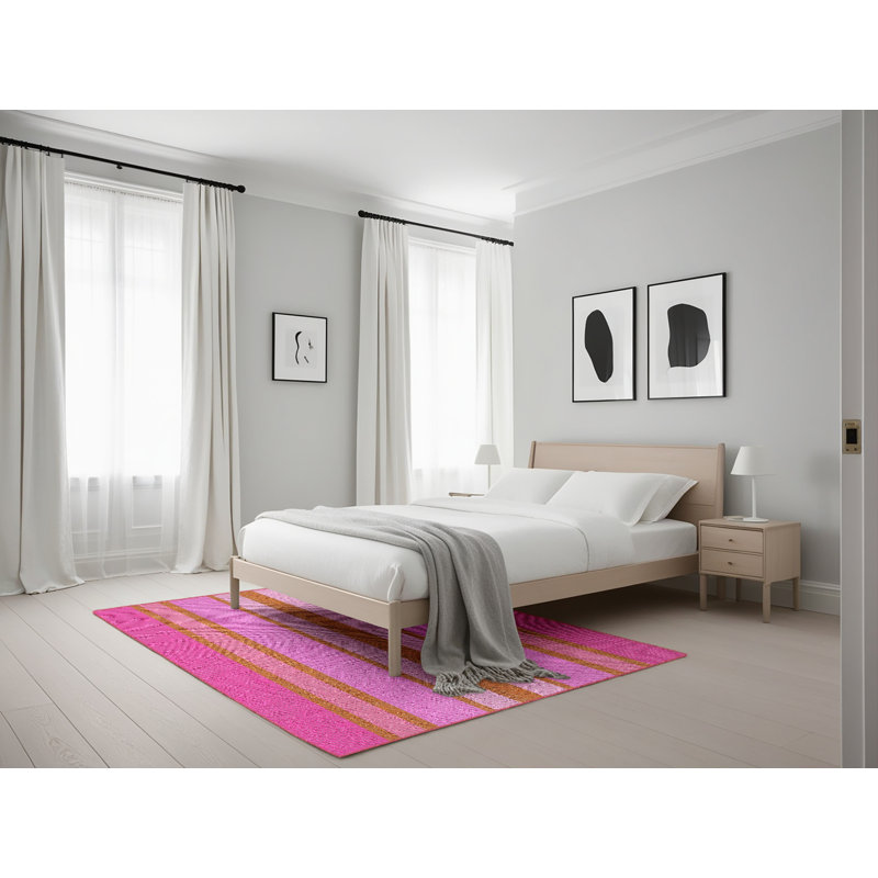 Tapis mauve à rayures Raeford, Rectangle 5 pi x 7 pi