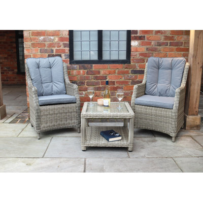 WENTWORTH 3pc Comfort Companion Set - 60x60x45cm Table incl. Weather Sheild Cushions