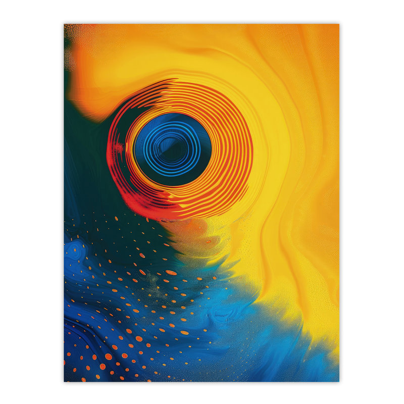 Wall Art Print Concentric Circles Yellow Abstract Poster