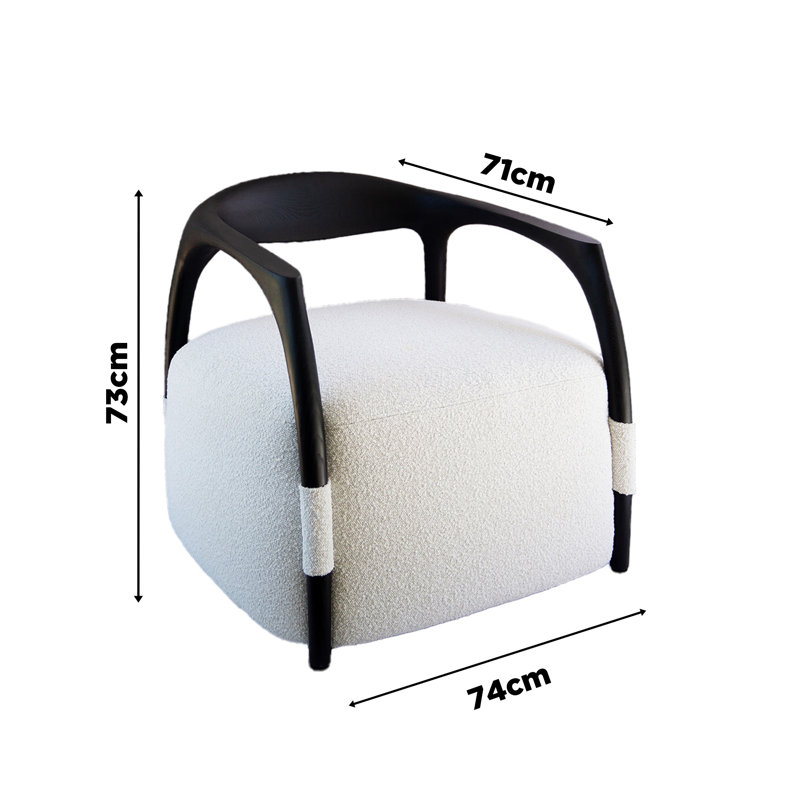 Upholstered Armchair, Black, White