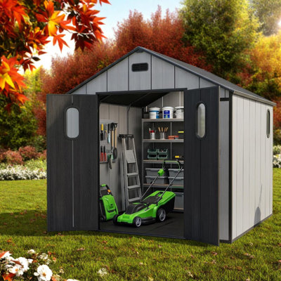 Spacious Storage Sheds, 8x6 Resin Steel Modern Backyard Organizer