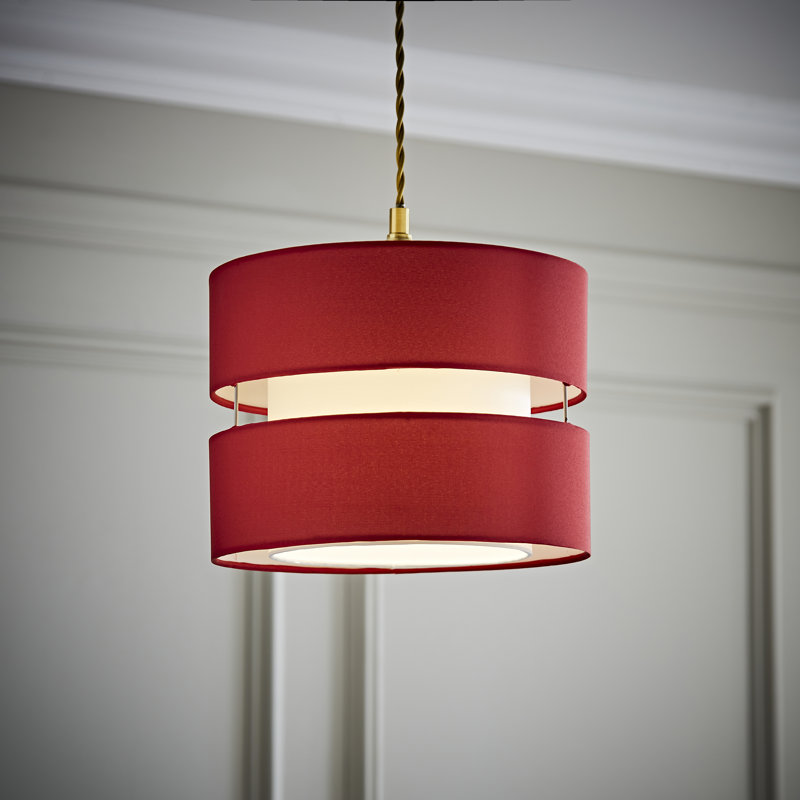 20cm H Cotton Drum Pendant Shade ( Screw On ), Red