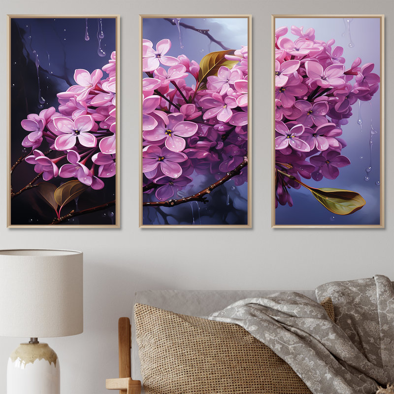 Ensemble de décoration murale lilas beauté dévoilée IV - lilas, H 40 po x l 60 po x P 1 po, Cadre naturel flottant