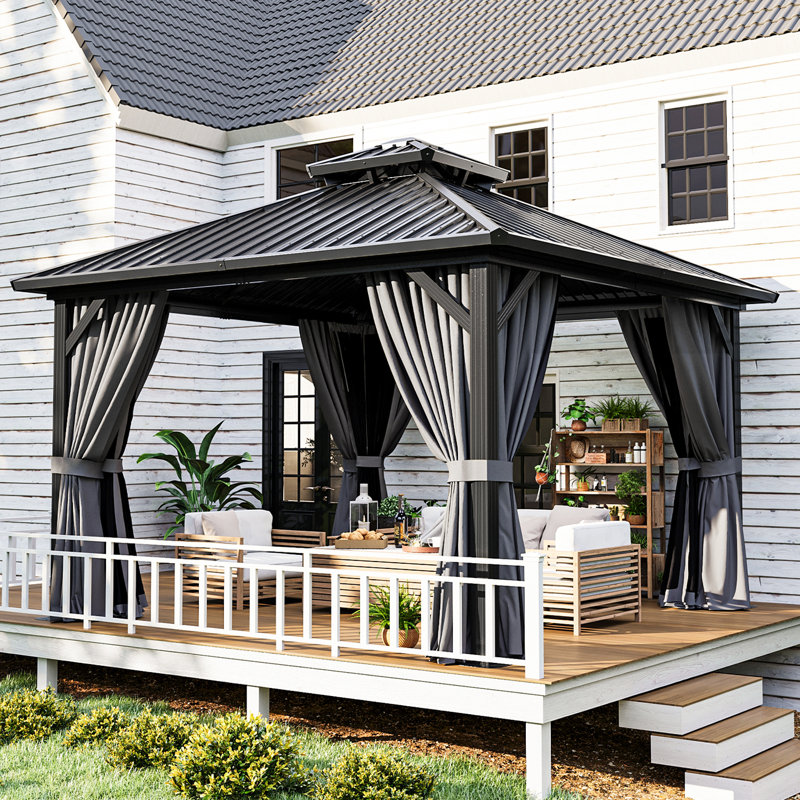 12 Ft. W X 12 Ft. D Patio Gazebo With Double Roof
