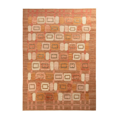 Scandinavian Hand Knotted Wool Geometric Area Rug