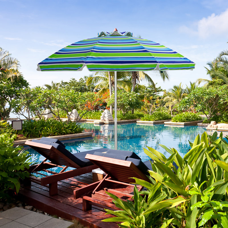 Ajwan 200cm Beach Parasol, Blue/Green