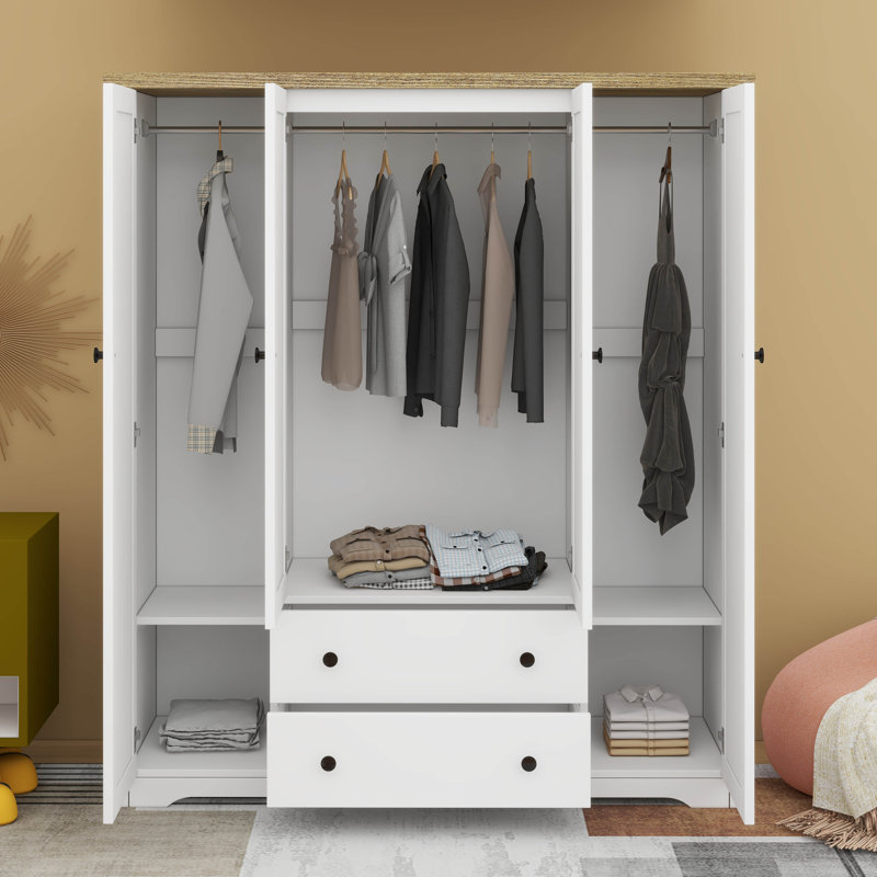 4 Door Wardrobe With 2 Drawers, White