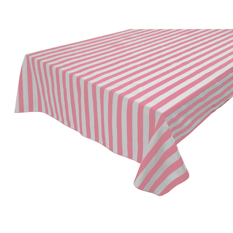 Abdulsalam Striped Cotton Tablecloth, 120" Rectangle, Pink