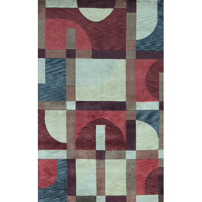 Hand-Knotted High-Quality Red, Green, and Brown Area Rug