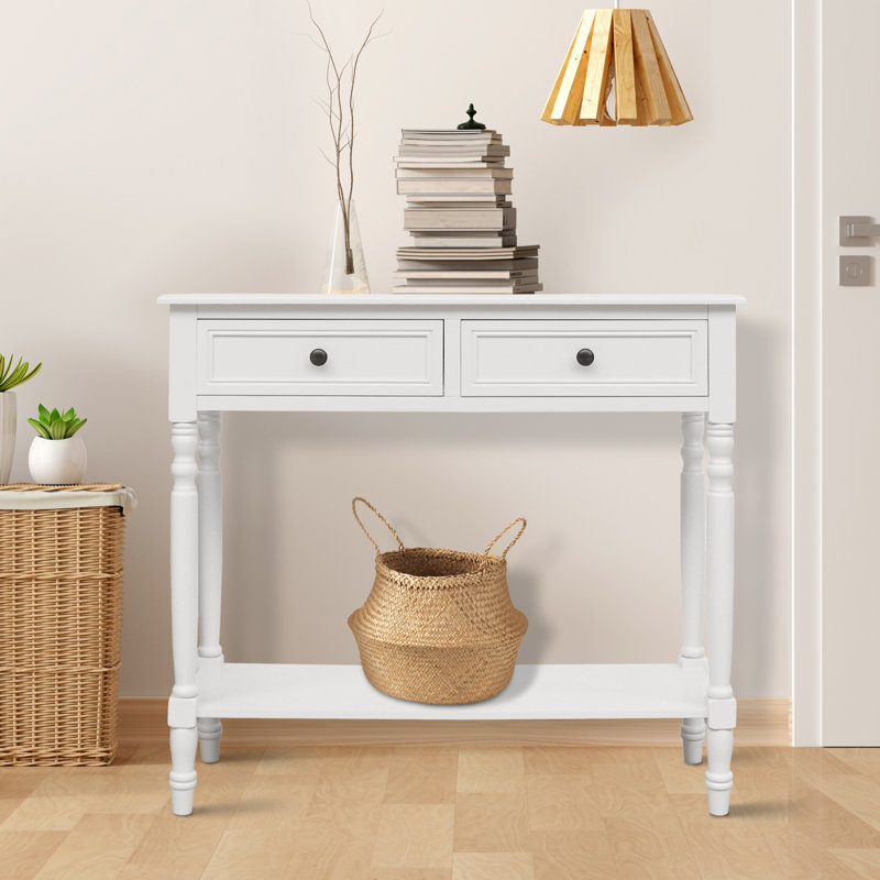 Console Table With Drawers, Narrow Wood Accent Sofa Table Entryway Table With Storage Shelf For Entryway, Front Hall, Hallway, Living Room