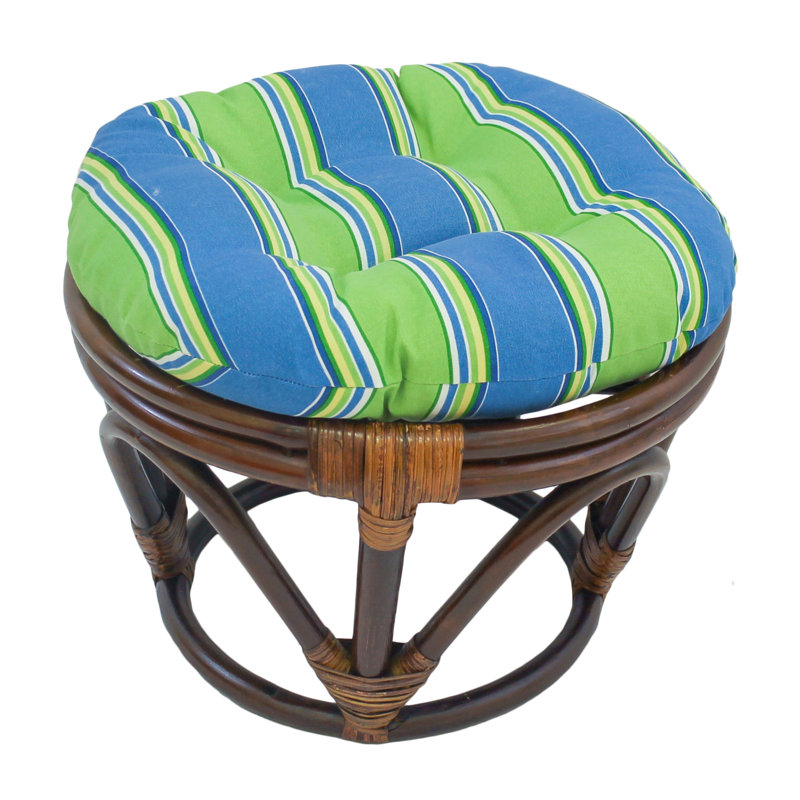 Outdoor 4'' Ottoman Seat Cushion, Blue/Green