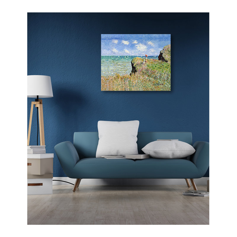 «The Cliff Walk at Pourville» par Claude Monet - reproduction d'art, H 24 po x l 30 po x 1,5 po, Toile tendue