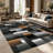 1PC Modern Geometric Metallic Wood Block Abstract area rugs for Living Room, Soft and Comfortable, Suitable for all seasons, easy-to-maintain, machine washable Indoor floor mat, Under Table Farmhouse suitable for dining area, entryway, bedroom, home-129934721