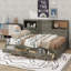 Lit de jour double en bois avec trois tiroirs et une tablette-710945017