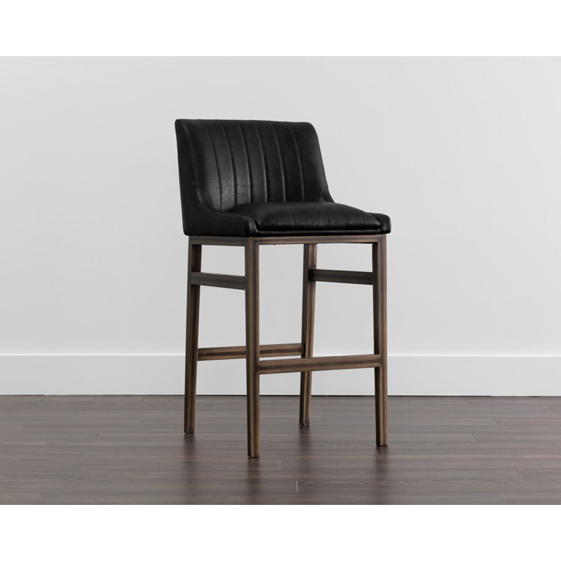 Tabouret de bar Halden - noir rétro, Siège noir / cadre brun foncé, Tabouret de bar (siège d'une hauteur de 30 po)
