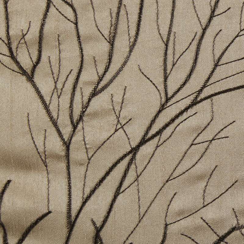 Faux Silk Embroidered Window Valance Tan 50X18", Tan
