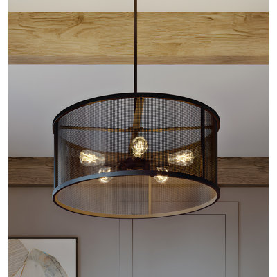 Luminaire suspendu cylindrique unique à 5 lumières