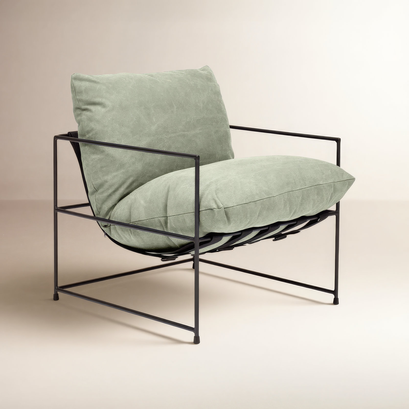 Danita Upholstered Armchair, Washed Green Performance Canvas