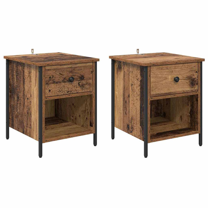 40cm W Manufactured Wood Bedside Table, Old Wood