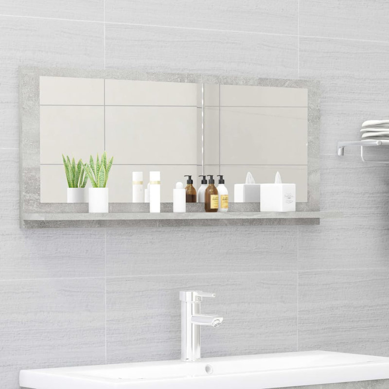 Miroir de salle de bain, Gris béton, 14,6 po x 31,5 po