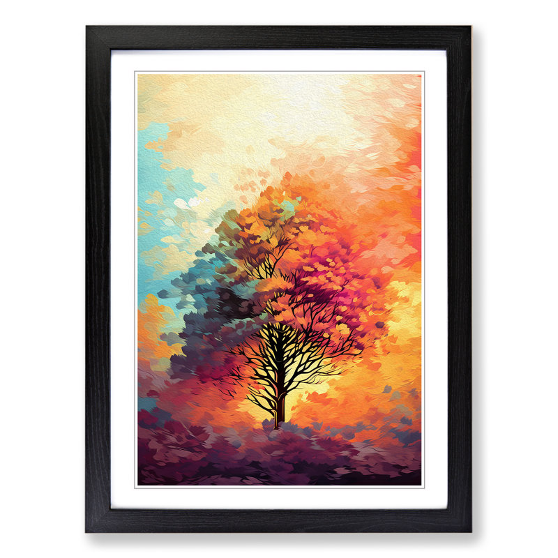 Tree Colour Field - Single Picture Frame Print on Wood, Black Framed, 64cm H x 46cm W
