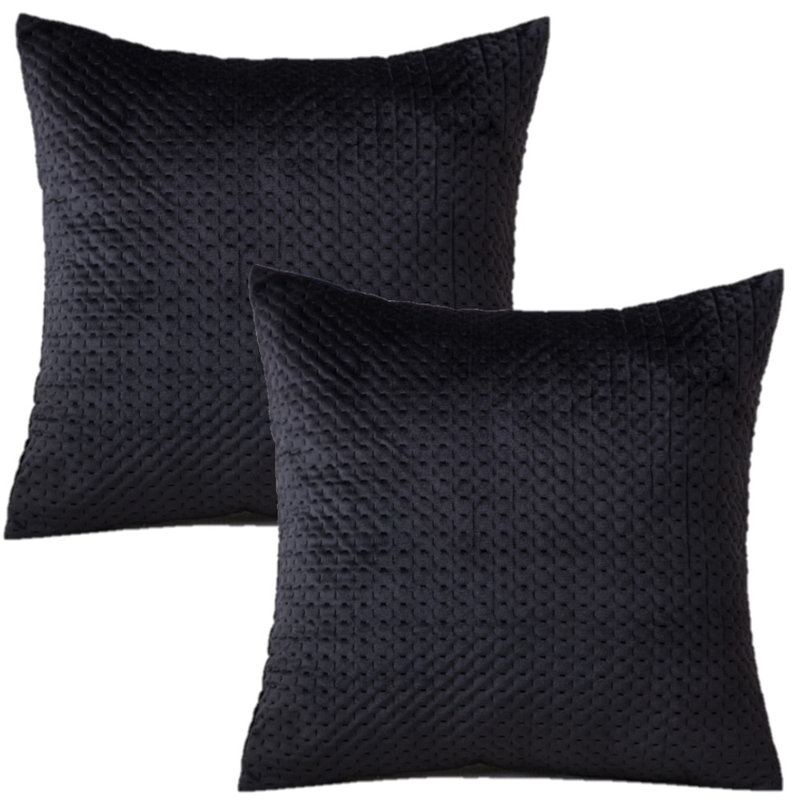 Ensemble de 2 housses de coussin Ultrasonic square print, Noir