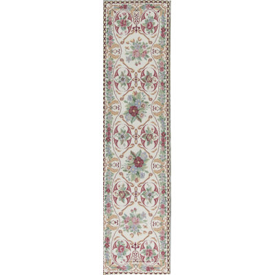 Hand-Knotted High-Quality Brown, Green, and Pink Runner