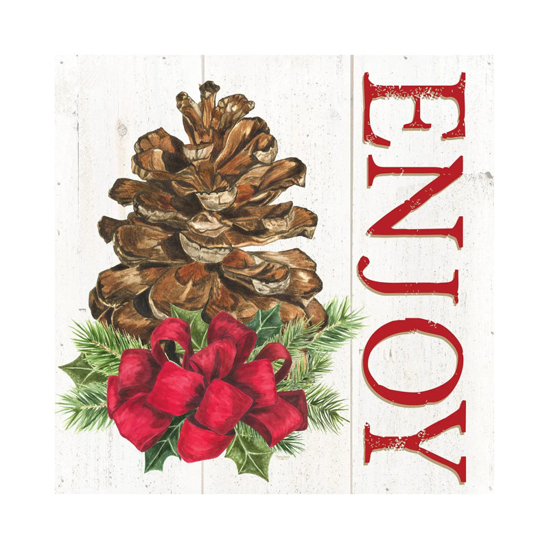 Pomme de pin «Home for the Holiday Enjoy» par Tara Reed - imprimé, H 12 po x l 12 po x P 0,75 po, Toile tendue, Aucun mat