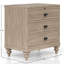 Table de chevet 3 tiroirs à finition sable, bois massif et premier tiroir doublé de feutre, fond inférieur, ports de charge A&C, 29,06 po Grande table de chevet avec coloriage, A et C, 28 po de profondeur
